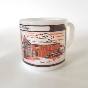 Federal Milkglass Coffee Mug Upper Canada Village Glengarry School Days Saw Mill